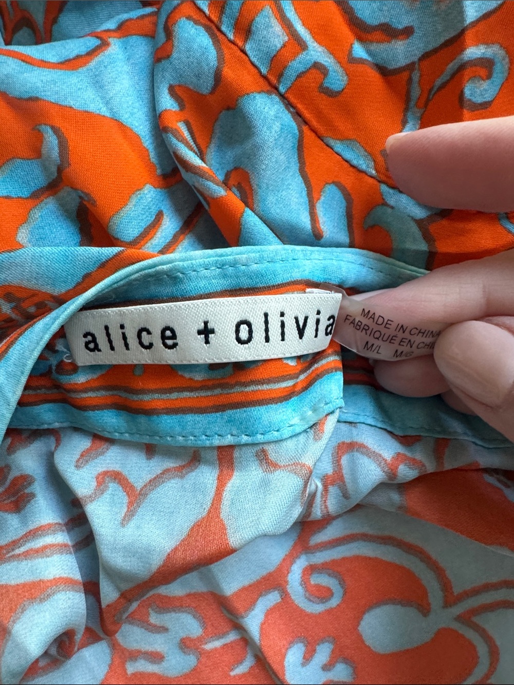 Alice + Olivia Orange and Aqua Floral Kimono Dress with Tie Belt - Picture 2 of 10